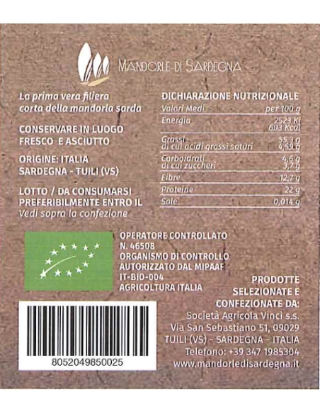 Mandorle Sgusciate Bio 250gr - Mandorle di Sardegna