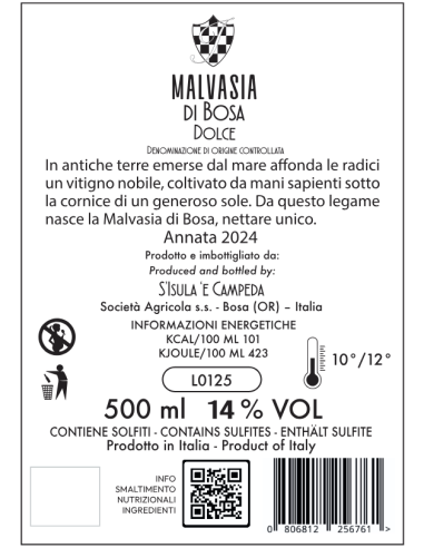 Malvasia di Bosa DOC Annata 2024 - Cantina...