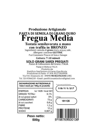 Fregola sarda 100% grano sardo Pastificio...