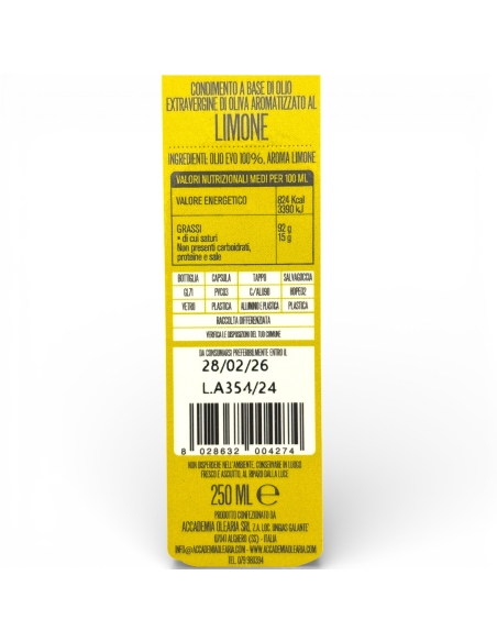 Olio Extravergine di Oliva Fruttato Aromatizzato al Limone Tappo Spray - Accademia Olearia Oleificio Alghero
