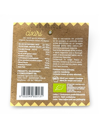Cixiri Ceci Sardi Secchi Bio 500gr - Mandorle...