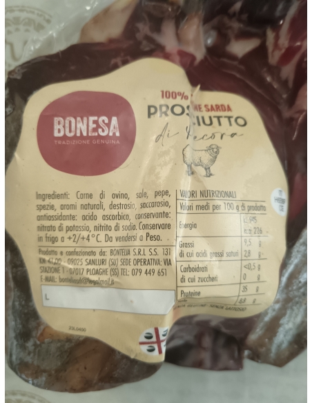 Prosciutto di Pecora Bonesa 700-1000g circa  (disossato)